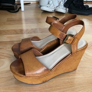 tan faux leather platforms